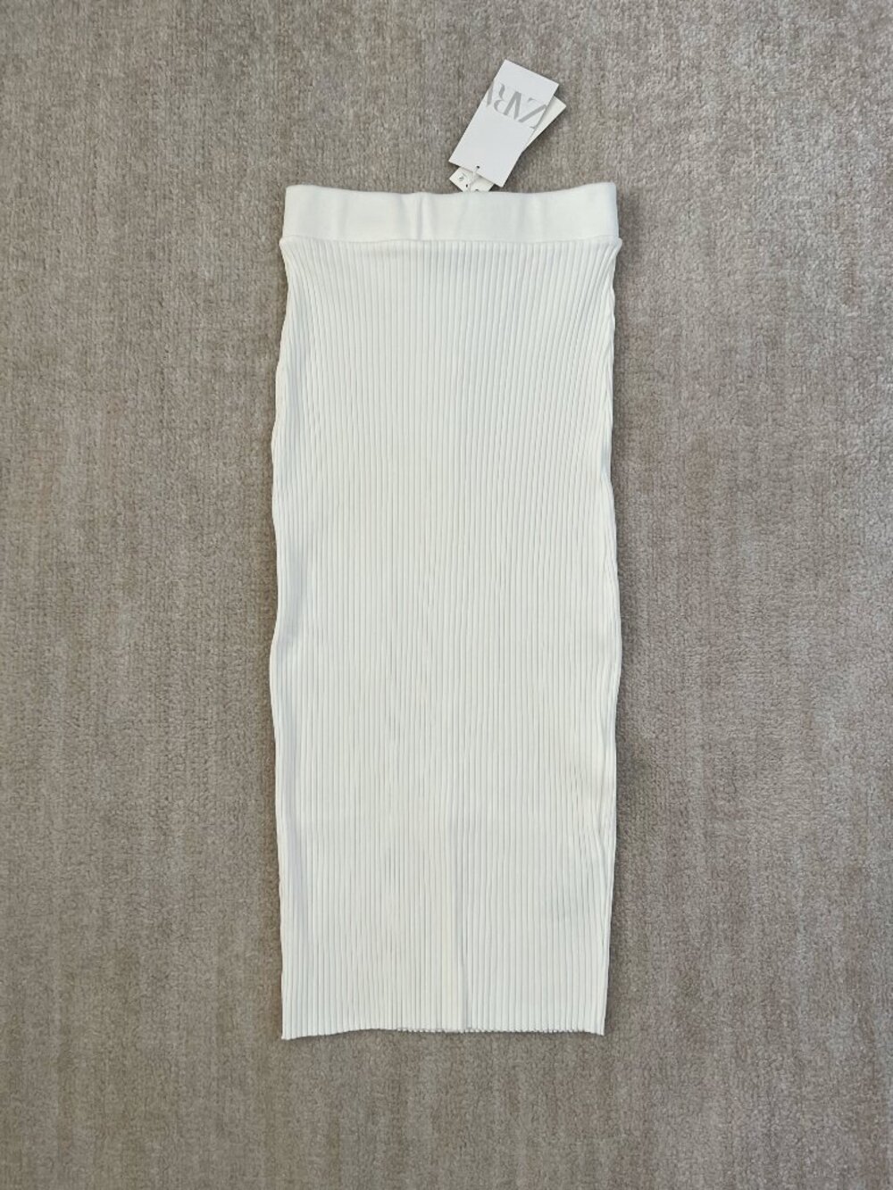 NWT Zara Cotton Ribbed Knit Midi Skirt M